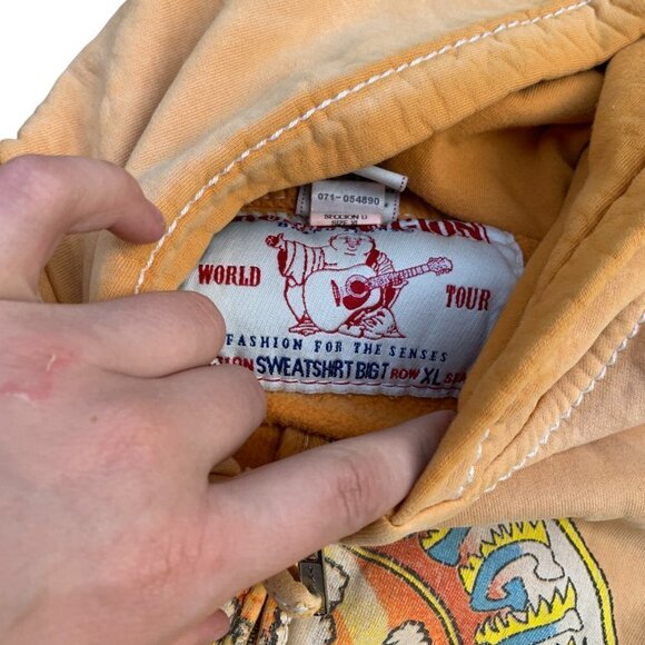 VINTAGE True Religion Hoodie Sweater XL Sunburst Buddha - Picture 3 of 7